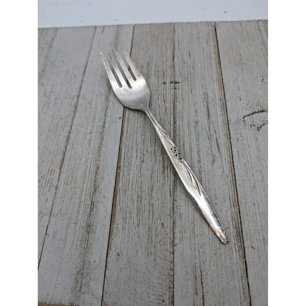 Oneida Community Silverplate Enchandment Gentle Rose Flatware Cold Meat Fork